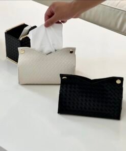 Tissue Box Cover Rectangle - Premium PU Leather Minimalist Tissue Holder - Modern Nordic Decor for Home, Office & Car - Decorative Tissue Cover for Table Vanity Nightstand Parlors Countertop