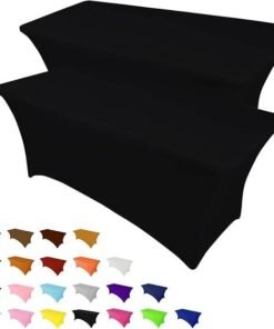 Alternative view of 6FT Spandex Tablecloth 2 Pack, Fitted Stretch Table Cover for Rectangle Tables, Wrinkle-Free Tight Fit Table Cloth for Party, Wedding, Banquet, Trade Show, Cocktail, Birthday, Festival