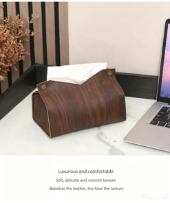 Alternative view of Tissue Box Cover Rectangle - Premium PU Leather Minimalist Tissue Holder - Modern Nordic Decor for Home, Office & Car - Decorative Tissue Cover for Table Vanity Nightstand Parlors Countertop