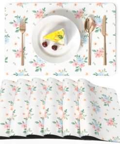Faux Leather Place Mats Set of 6,12x18 Inch,Heat-Resistant, Waterproof, Non-Slip Table Mats for Kitchen, Dining, Indoor/Outdoor Use