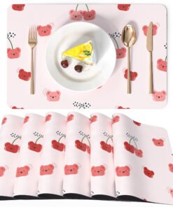 Alternative view of Faux Leather Place Mats Set of 6,12x18 Inch,Heat-Resistant, Waterproof, Non-Slip Table Mats for Kitchen, Dining, Indoor/Outdoor Use