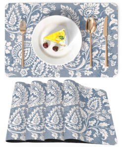 Faux Leather Place Mats Set of 4,12x18 Inch,Heat-Resistant, Waterproof, Non-Slip Table Mats for Kitchen, Dining, Indoor/Outdoor Use