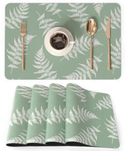 Faux Leather Place Mats Set of 4,12x18 Inch,Heat-Resistant, Waterproof, Non-Slip Table Mats for Kitchen, Dining, Indoor/Outdoor Use