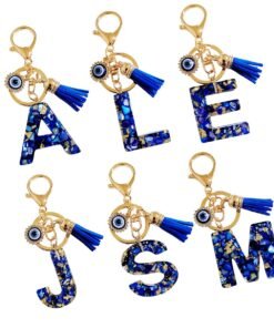 Initial Letter Keychain, Evil Eye Keychain Cute Resin, Initial Keychain Backpack Charms, Key chain for Women, Girls