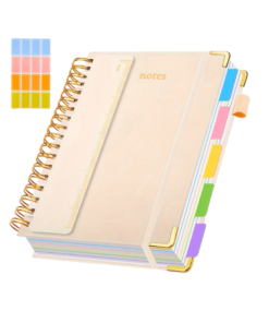 Custom A5 PU Hardcover Spiral Notebook with Colorful Dividers
