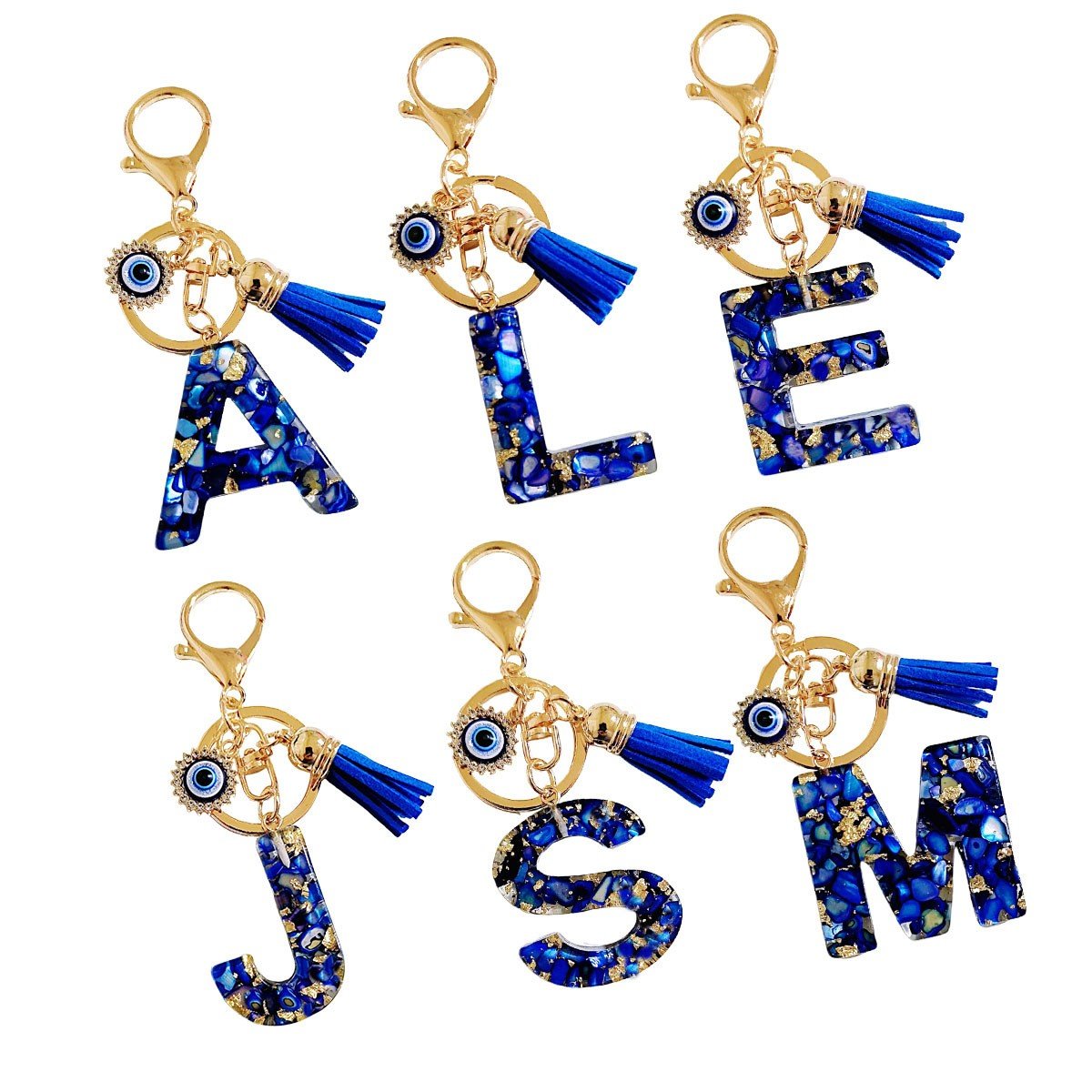 Initial Letter Keychain, Evil Eye Keychain Cute Resin, Initial Keychain Backpack Charms, Key chain for Women, Girls