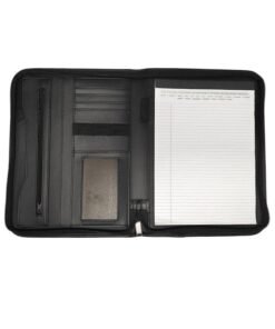 Custom Business Zipper Leather Padfolio with Tablet Sleeve & Notepad - Image 3