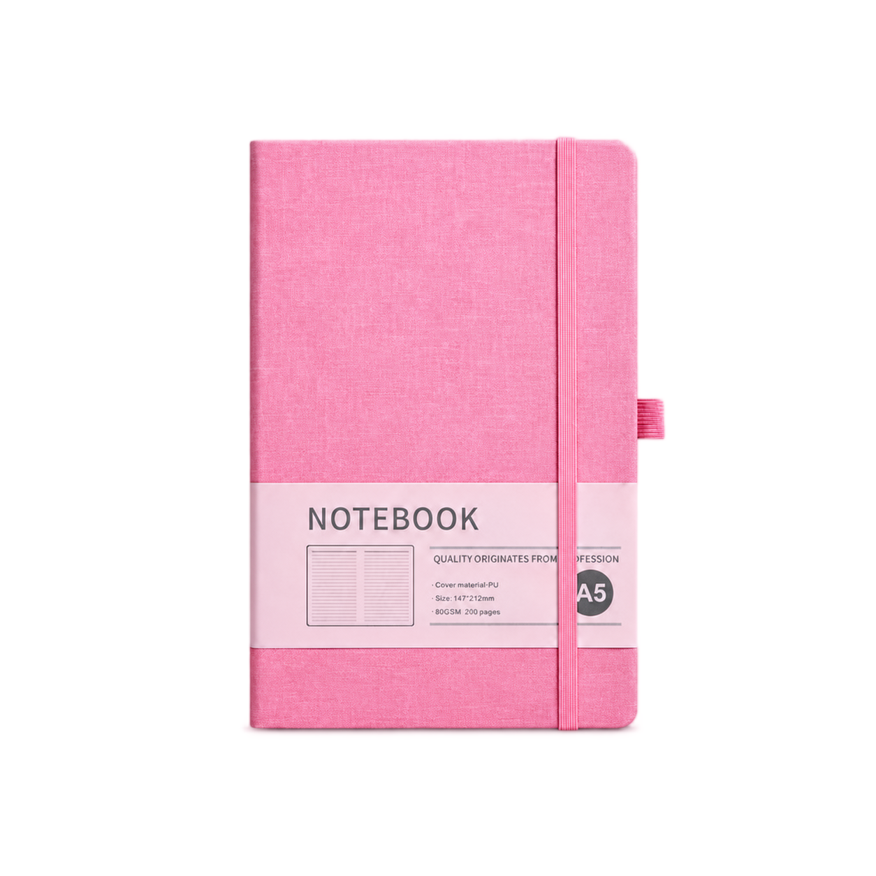 Custom PU Leather Hardcover Notebook – College Ruled Journal with Elastic Band - Image 2