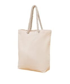 Blank Natural Cotton Canvas Tote Bag with Thick Rope Handles, Reusable Plain Open Top Shopping Bag for DIY Custom Logo Printing, Grocery, Beach & Daily Use