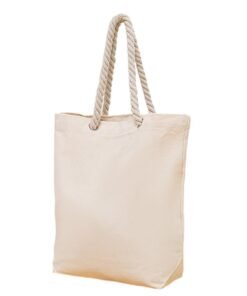 Blank Natural Cotton Canvas Tote Bag with Thick Rope Handles, Reusable Plain Open Top Shopping Bag for DIY Custom Logo Printing, Grocery, Beach & Daily Use