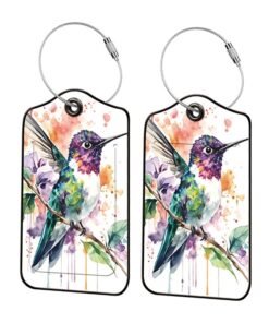 Luggage Tags, Privacy Cover ID Label with Stainless Steel Loop and Address Card for Travel Bag Suitcase