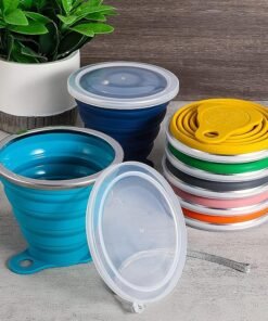 Silicone Collapsible Travel Cup - Silicone Folding Camping Cup with Lids - Expandable Drinking Cup Set - Portable, Graduated [9.22oz] - Image 8