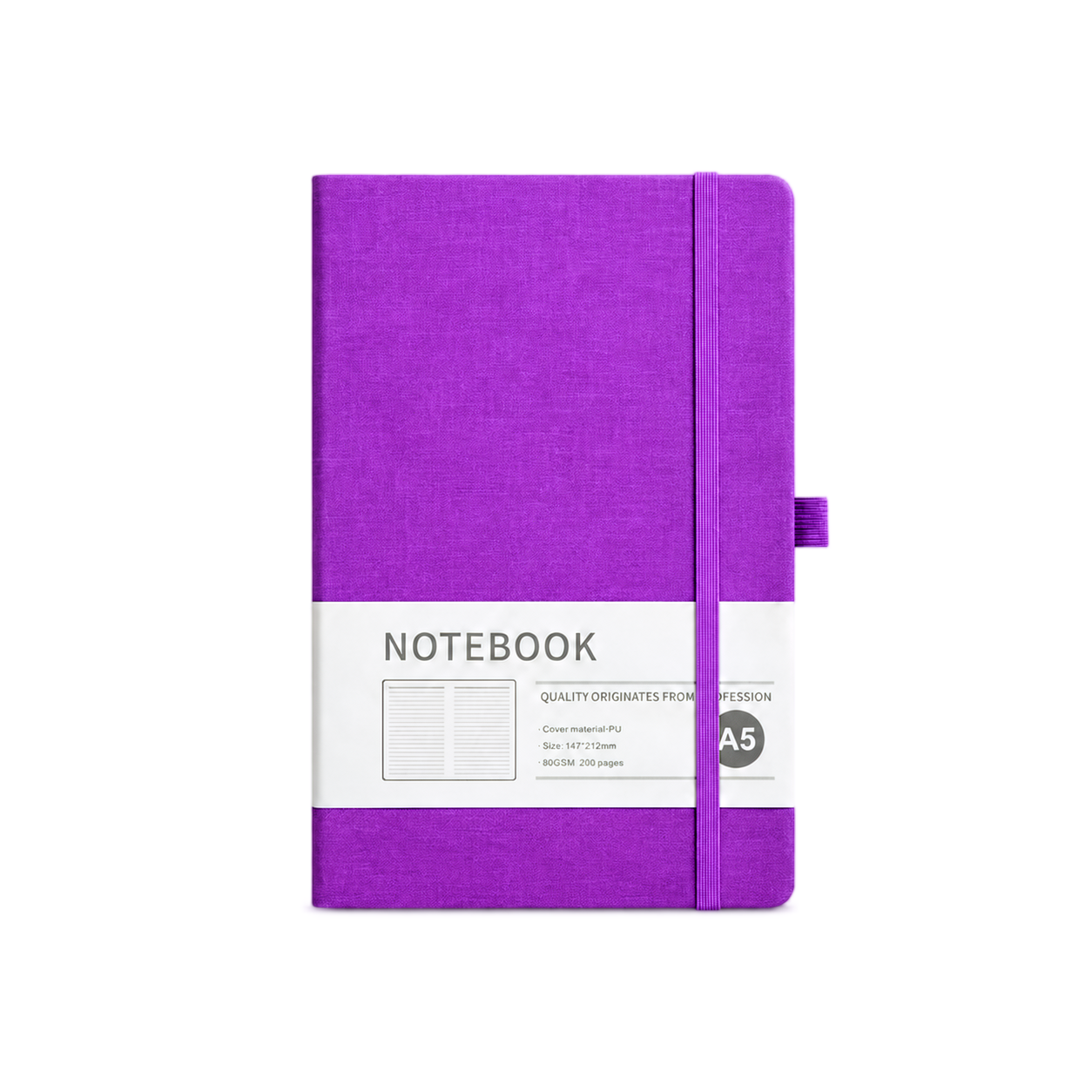 Custom PU Leather Hardcover Notebook – College Ruled Journal with Elastic Band - Image 3