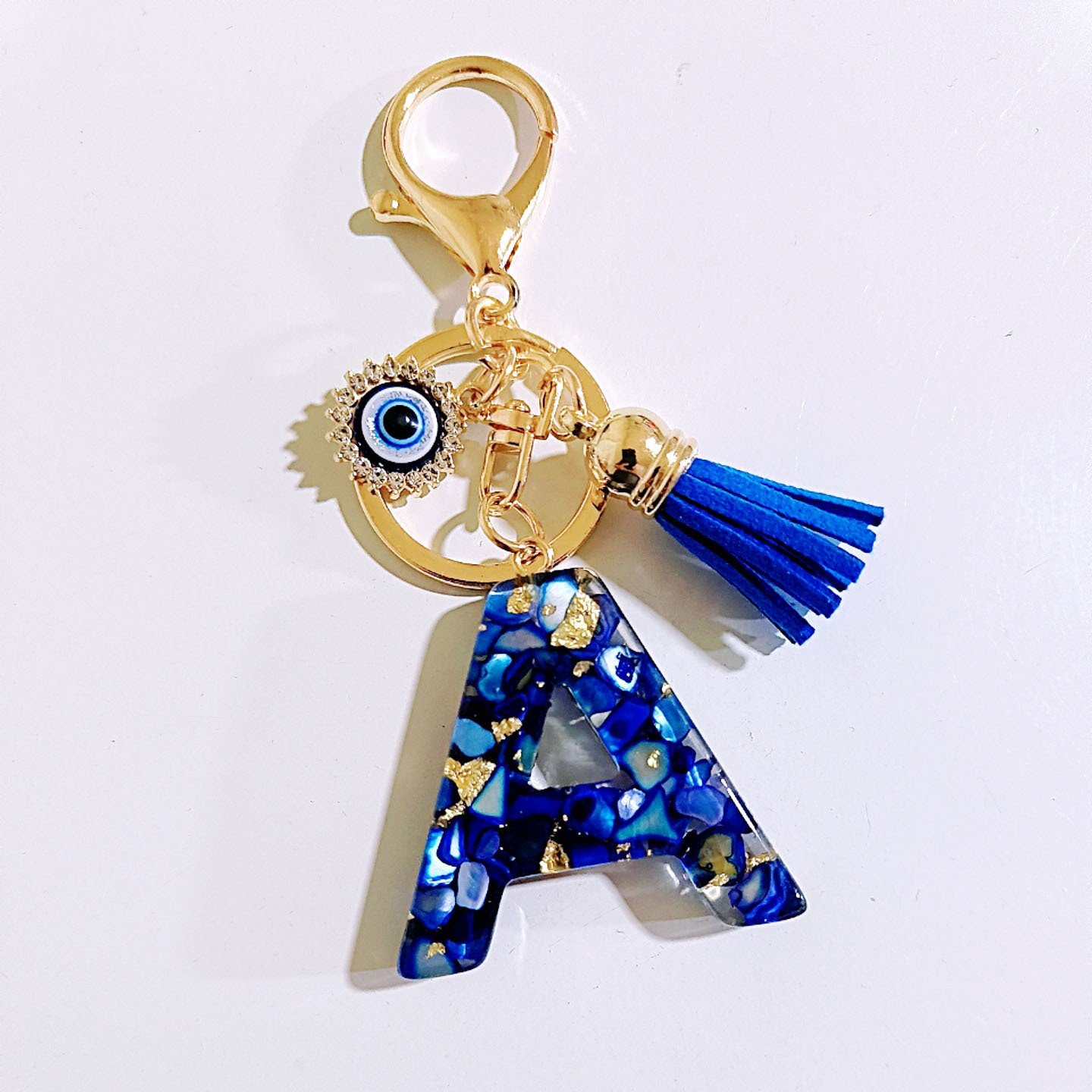 Initial Letter Keychain, Evil Eye Keychain Cute Resin, Initial Keychain Backpack Charms, Key chain for Women, Girls - Image 3