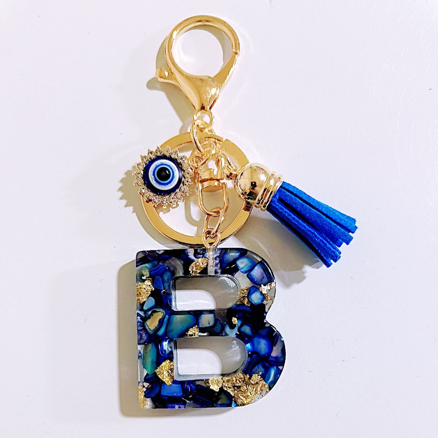 Initial Letter Keychain, Evil Eye Keychain Cute Resin, Initial Keychain Backpack Charms, Key chain for Women, Girls - Image 4