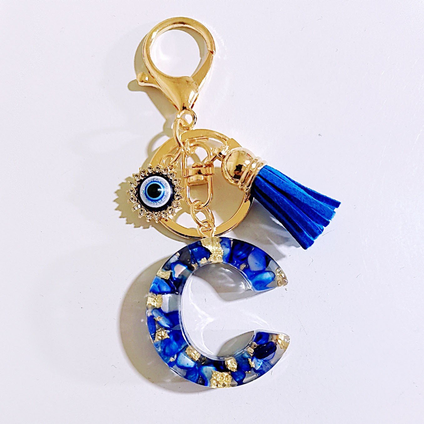 Initial Letter Keychain, Evil Eye Keychain Cute Resin, Initial Keychain Backpack Charms, Key chain for Women, Girls - Image 5
