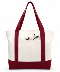 Alternative view of Canvas Tote Bag with External Pocket & Top Zipper Closure, Reusable Grocery Shopping Bag for Daily Essentials