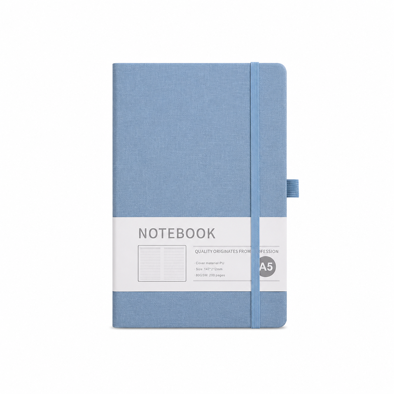 Custom PU Leather Hardcover Notebook – College Ruled Journal with Elastic Band