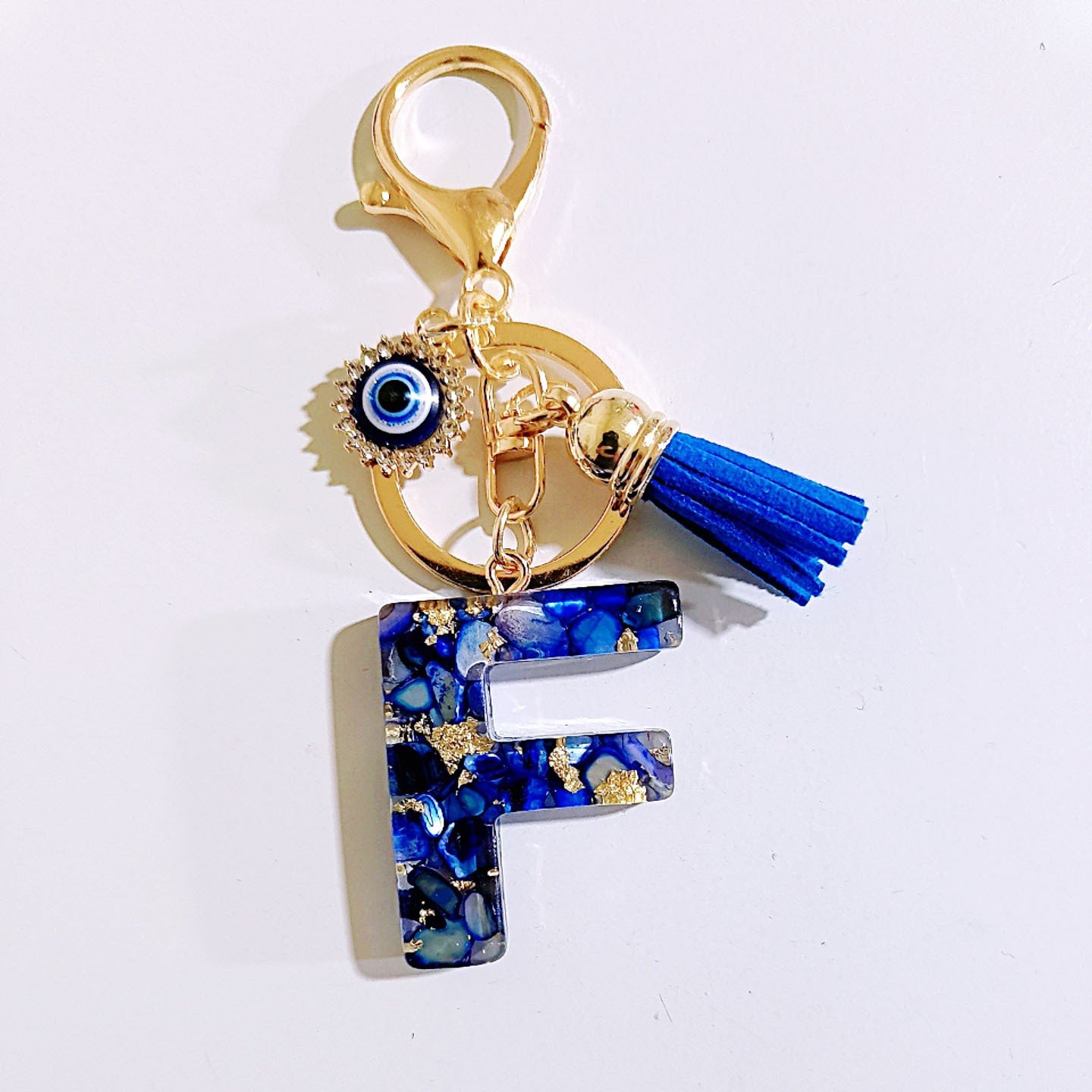 Initial Letter Keychain, Evil Eye Keychain Cute Resin, Initial Keychain Backpack Charms, Key chain for Women, Girls - Image 8