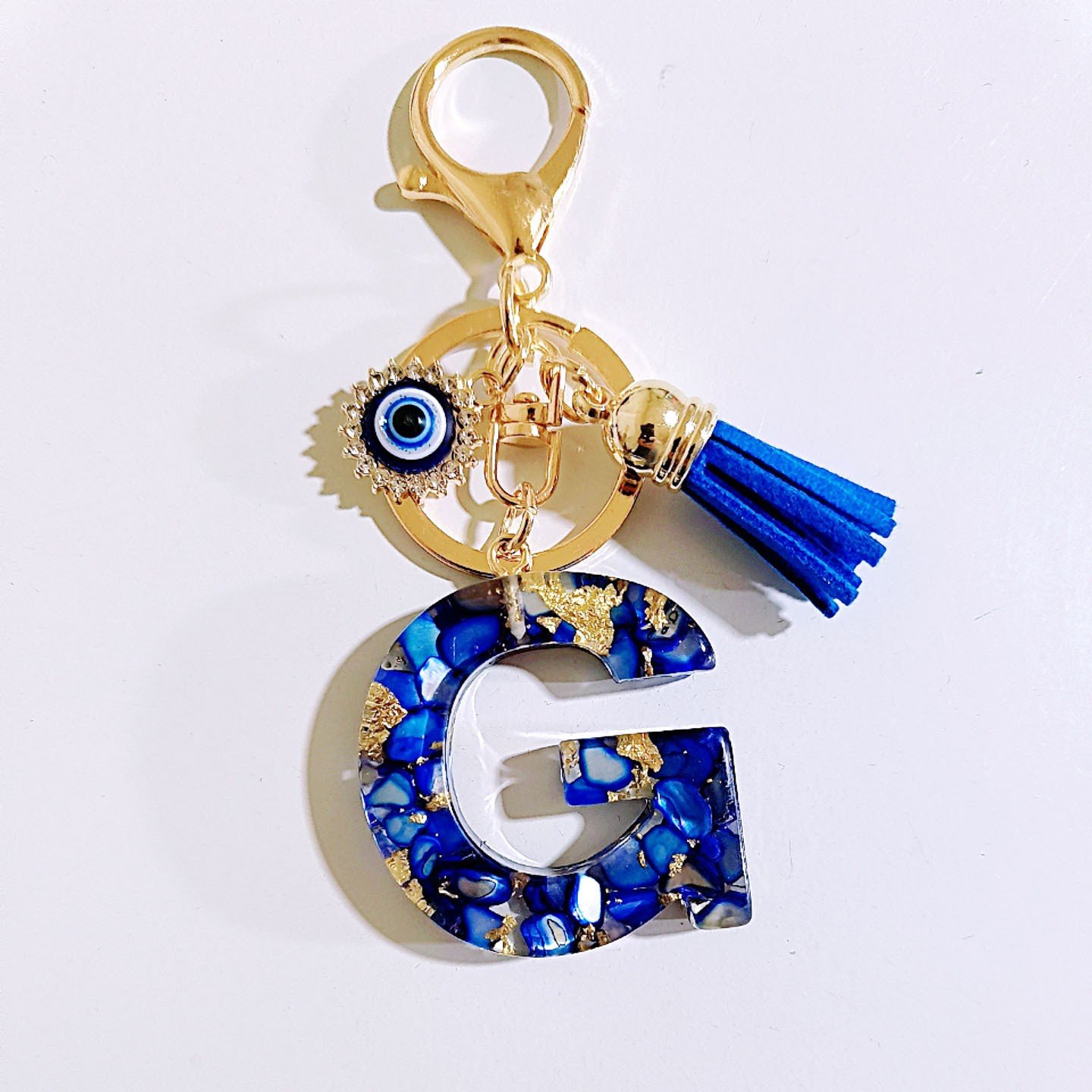 Initial Letter Keychain, Evil Eye Keychain Cute Resin, Initial Keychain Backpack Charms, Key chain for Women, Girls - Image 9