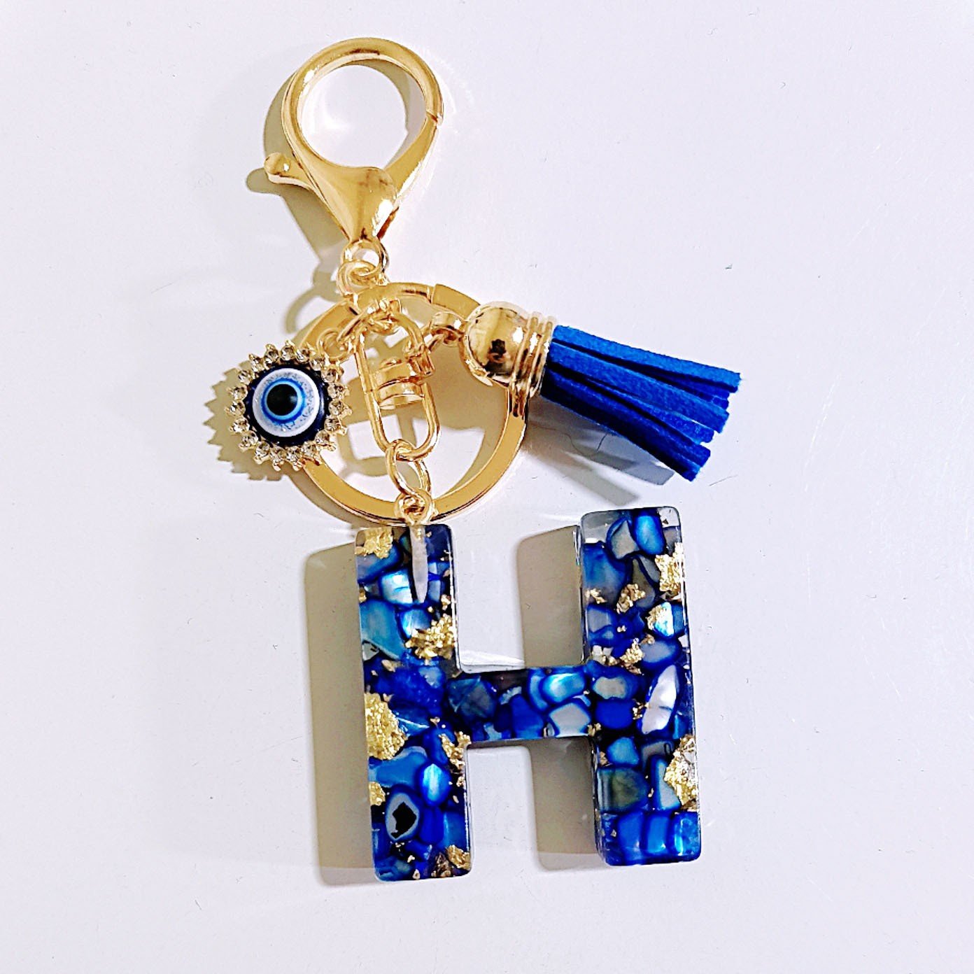 Initial Letter Keychain, Evil Eye Keychain Cute Resin, Initial Keychain Backpack Charms, Key chain for Women, Girls - Image 10