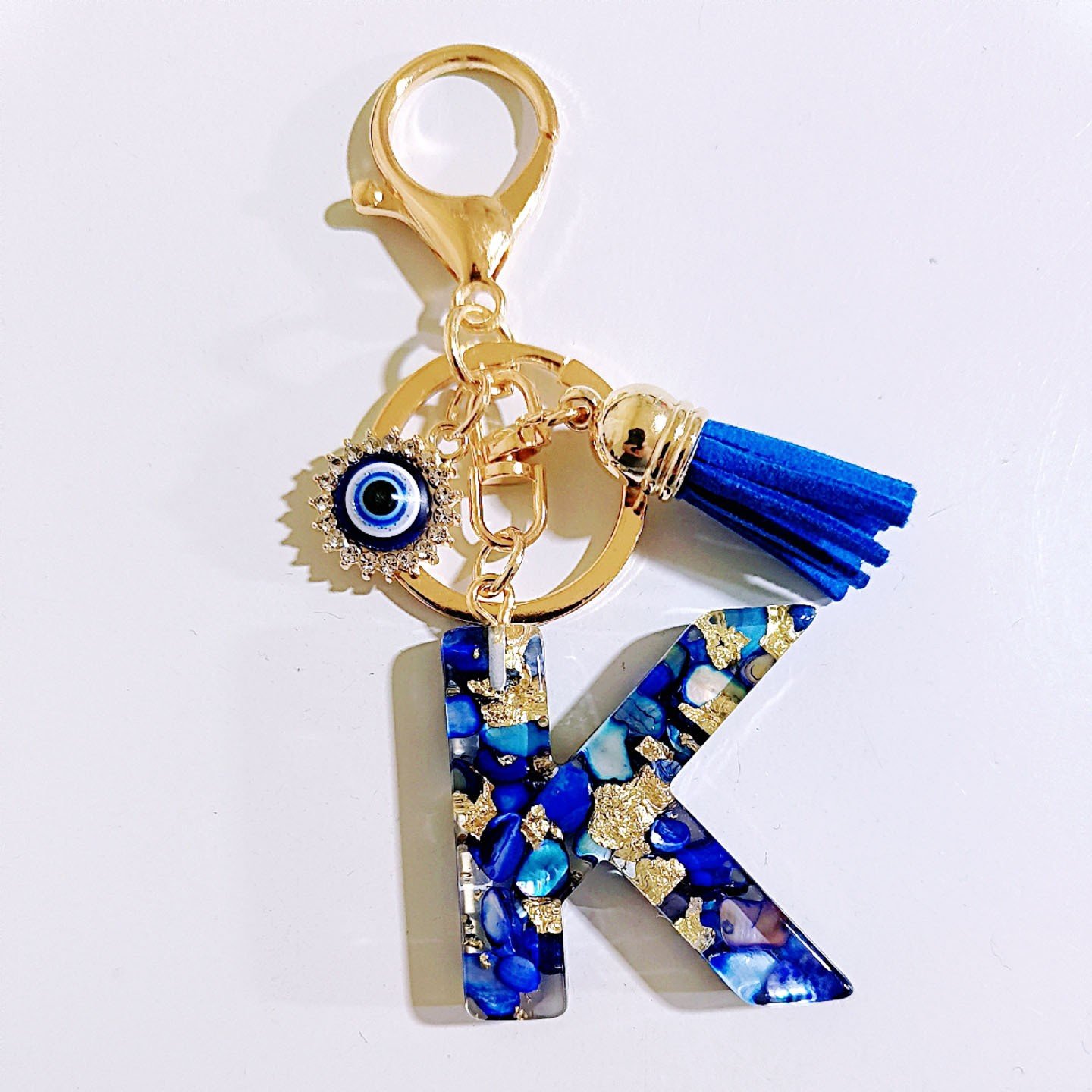 Initial Letter Keychain, Evil Eye Keychain Cute Resin, Initial Keychain Backpack Charms, Key chain for Women, Girls - Image 13