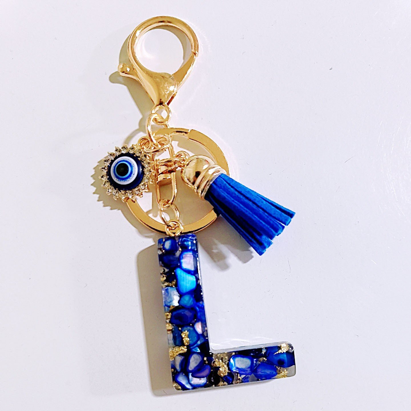 Initial Letter Keychain, Evil Eye Keychain Cute Resin, Initial Keychain Backpack Charms, Key chain for Women, Girls - Image 14