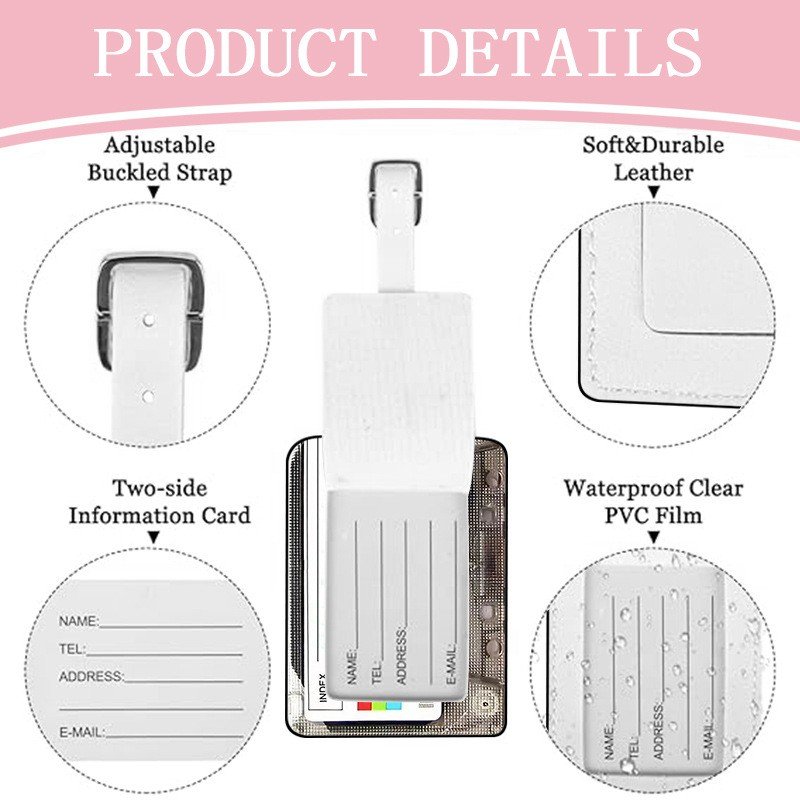 Luggage Tags, Privacy Cover ID Label with Leather Loop and Address Card for Travel Bag Suitcase - Image 3