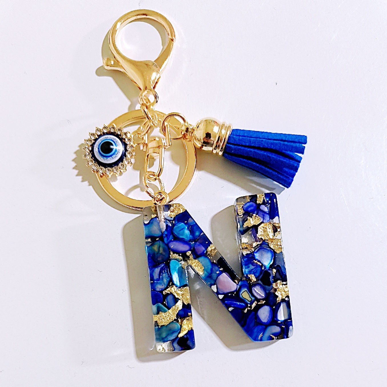 Initial Letter Keychain, Evil Eye Keychain Cute Resin, Initial Keychain Backpack Charms, Key chain for Women, Girls - Image 16