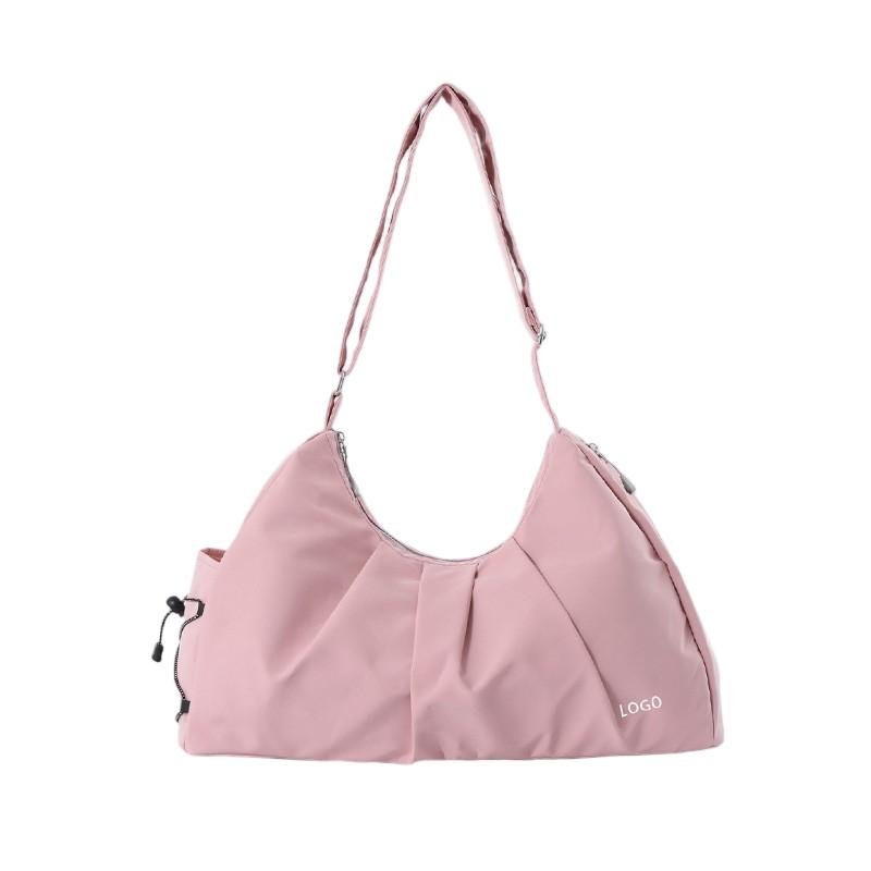Custom Logo Nylon Sports Duffle Bag, Foldable Yoga Fitness Bag, Weekend Travel Shoulder Bag