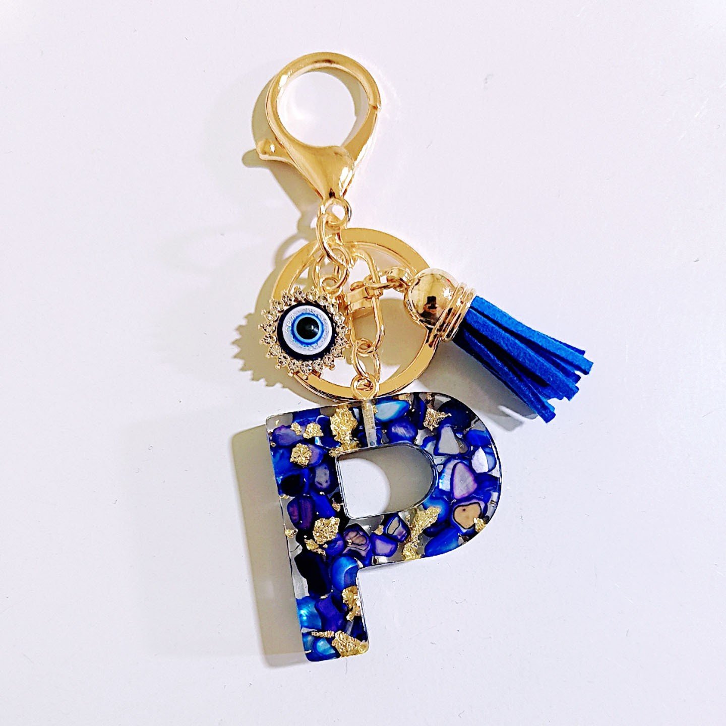 Initial Letter Keychain, Evil Eye Keychain Cute Resin, Initial Keychain Backpack Charms, Key chain for Women, Girls - Image 18