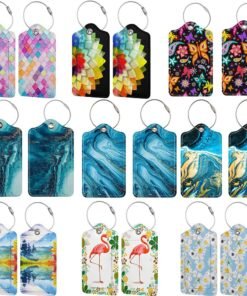 Luggage Tags, Privacy Cover ID Label with Stainless Steel Loop and Address Card for Travel Bag Suitcase