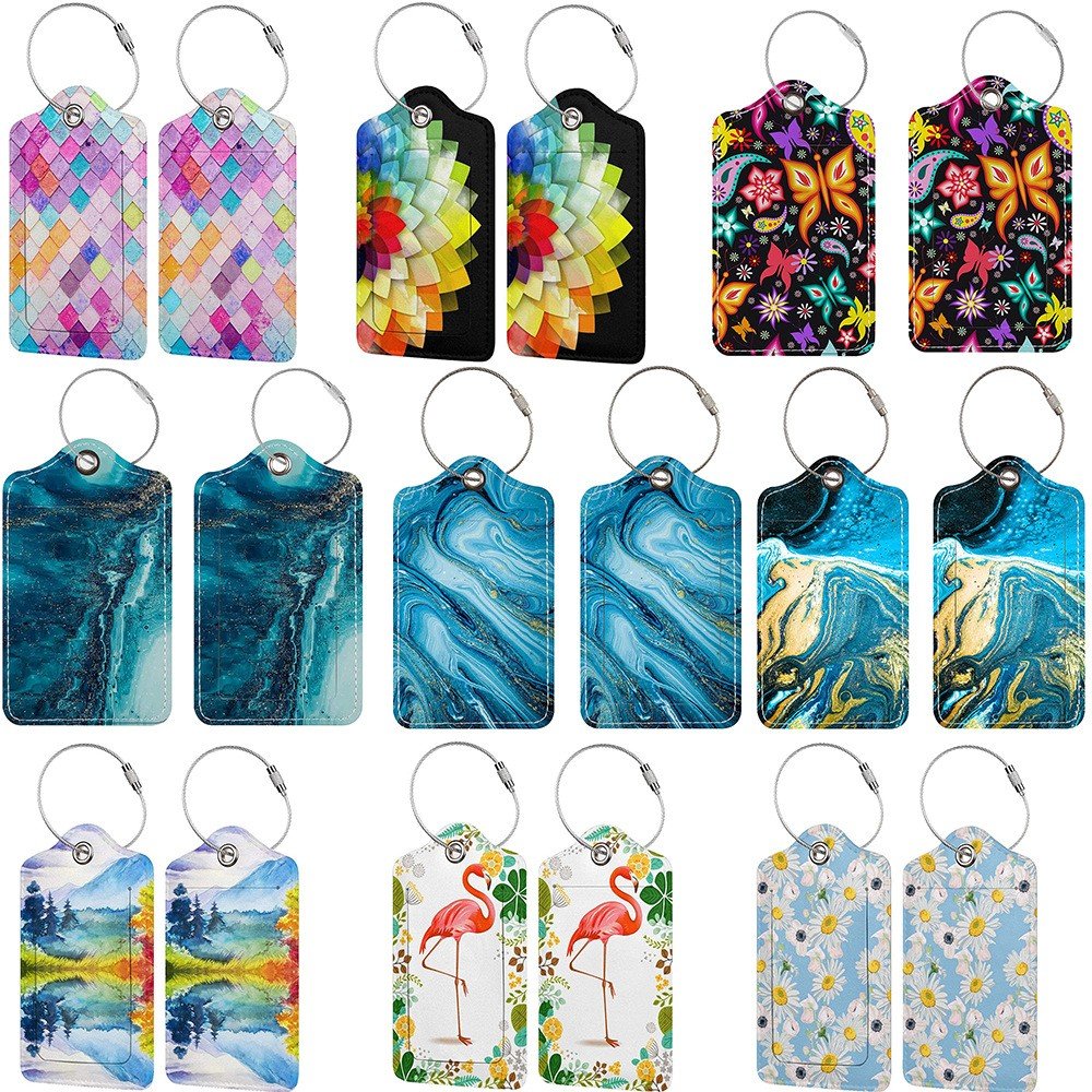 Luggage Tags, Privacy Cover ID Label with Stainless Steel Loop and Address Card for Travel Bag Suitcase
