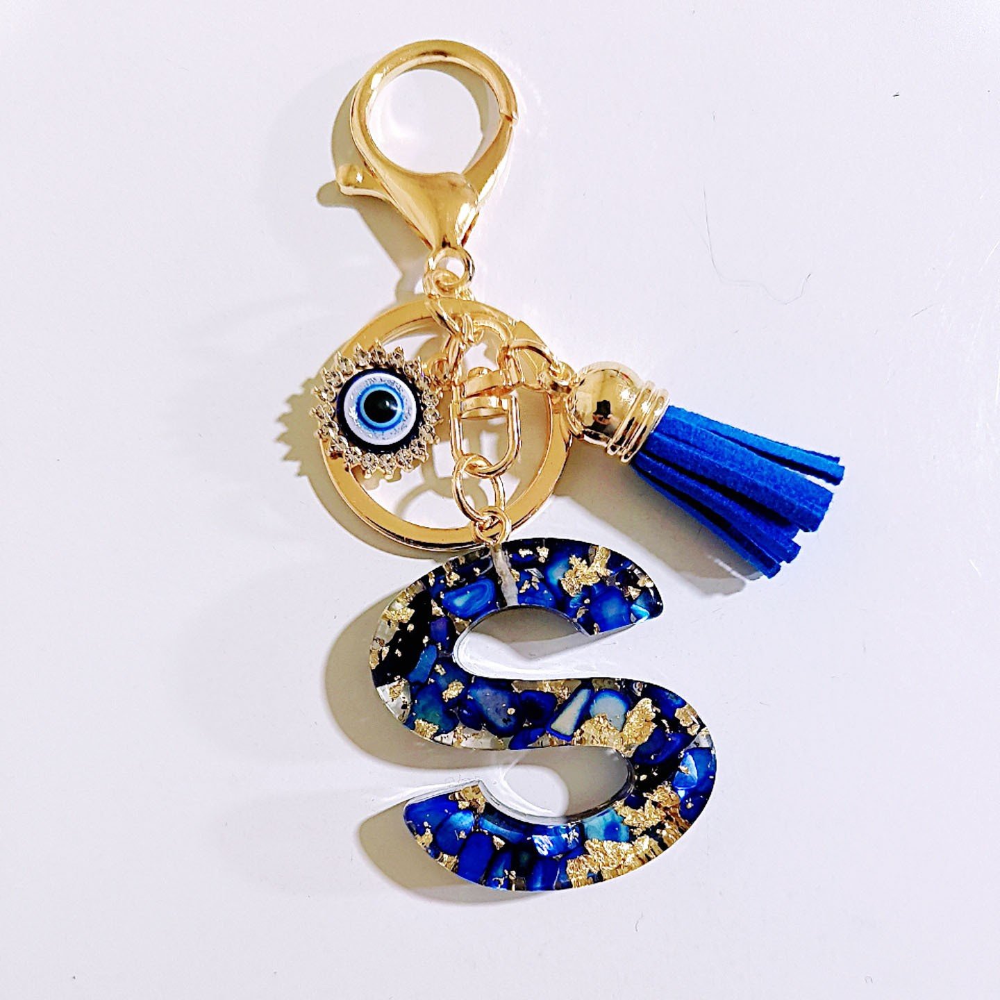 Initial Letter Keychain, Evil Eye Keychain Cute Resin, Initial Keychain Backpack Charms, Key chain for Women, Girls - Image 21
