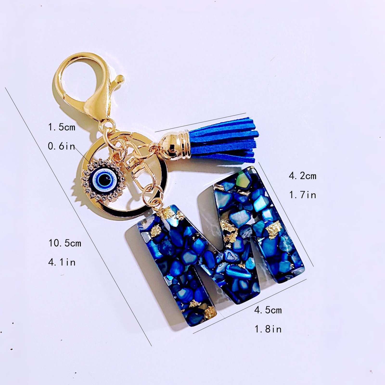 Initial Letter Keychain, Evil Eye Keychain Cute Resin, Initial Keychain Backpack Charms, Key chain for Women, Girls - Image 22