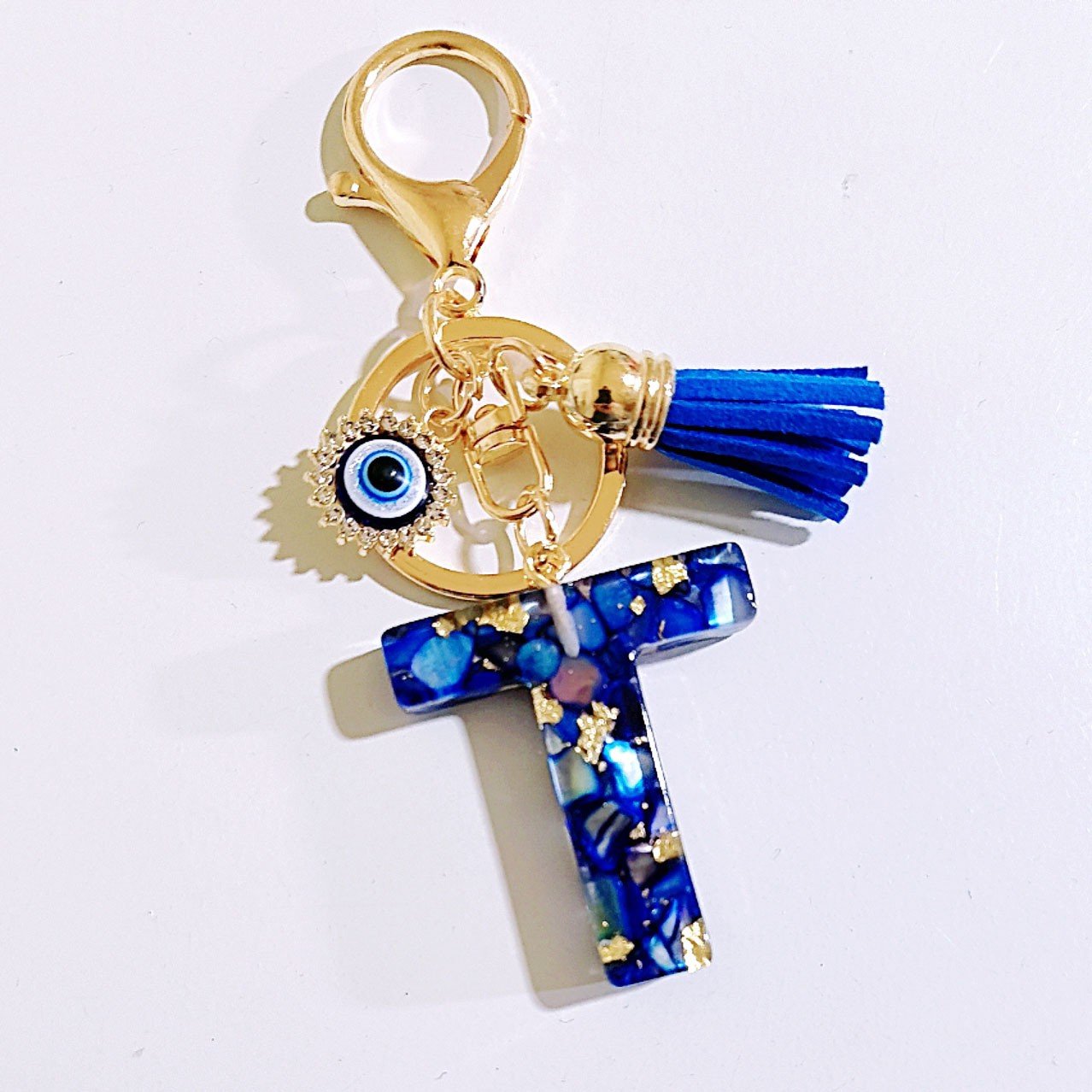 Initial Letter Keychain, Evil Eye Keychain Cute Resin, Initial Keychain Backpack Charms, Key chain for Women, Girls - Image 23