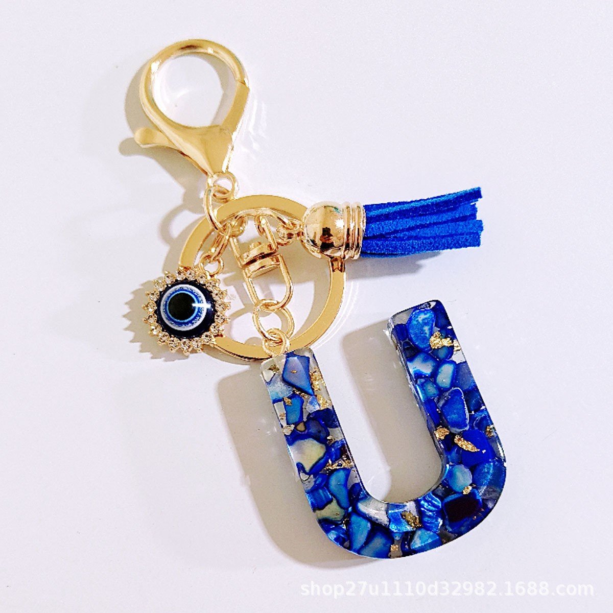 Initial Letter Keychain, Evil Eye Keychain Cute Resin, Initial Keychain Backpack Charms, Key chain for Women, Girls - Image 24