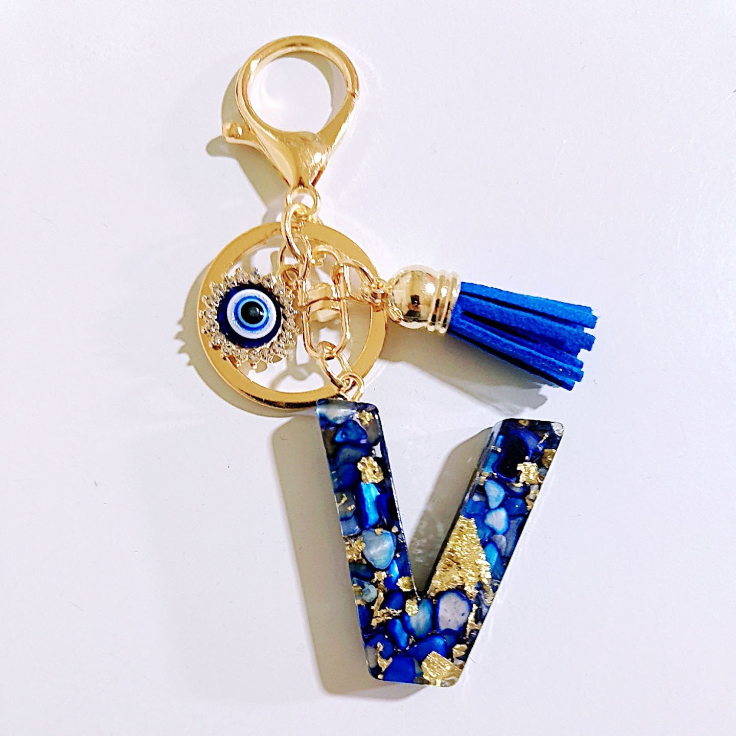 Initial Letter Keychain, Evil Eye Keychain Cute Resin, Initial Keychain Backpack Charms, Key chain for Women, Girls - Image 25