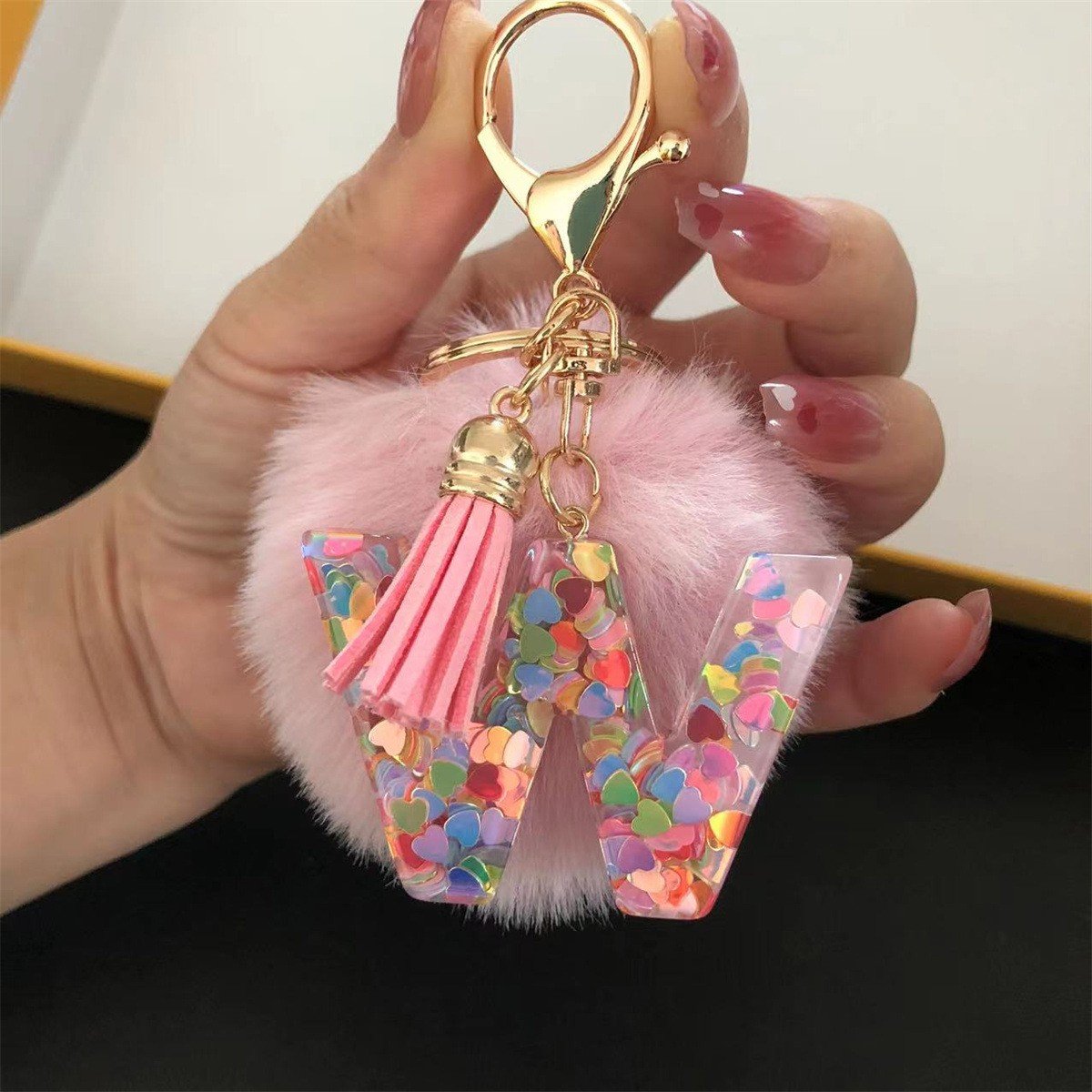 Initial Letter Keychain, heart type Keychain Cute Resin, Initial Keychain Backpack Charms, Key chain for Women, Girls - Image 4