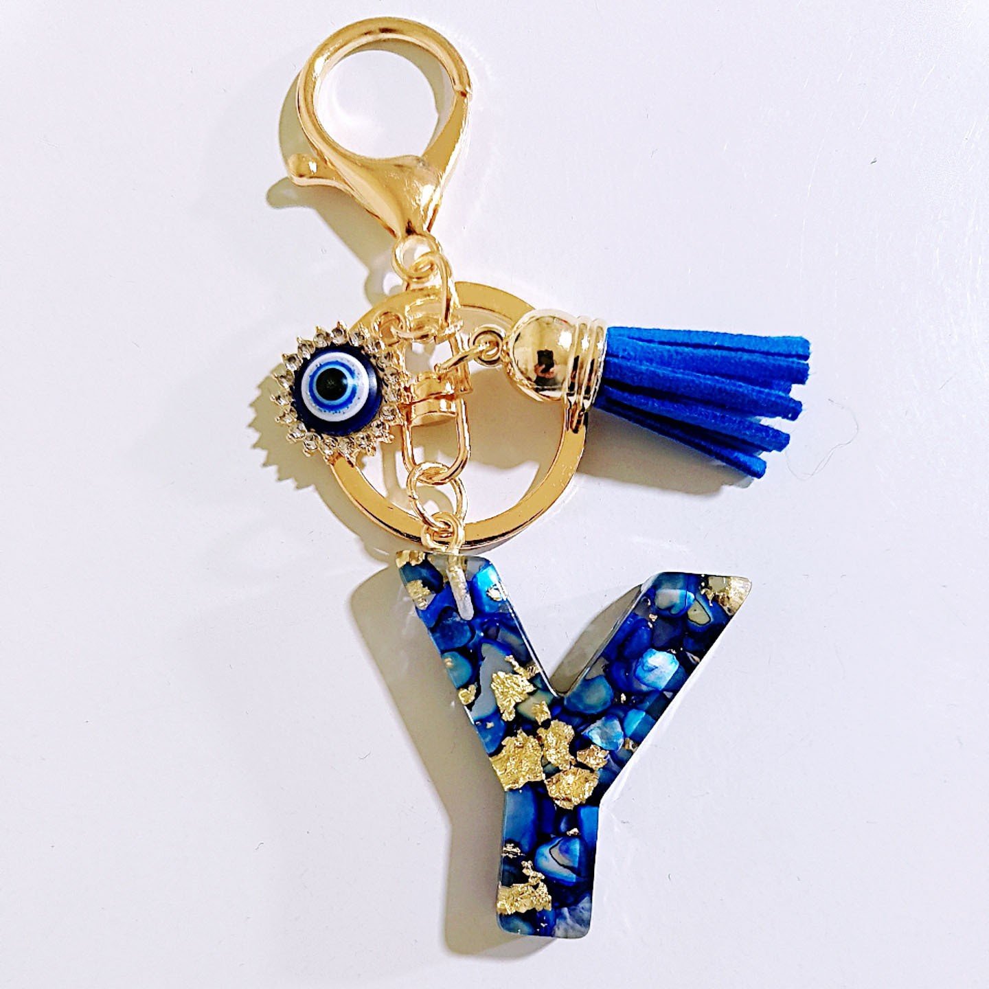 Initial Letter Keychain, Evil Eye Keychain Cute Resin, Initial Keychain Backpack Charms, Key chain for Women, Girls - Image 28