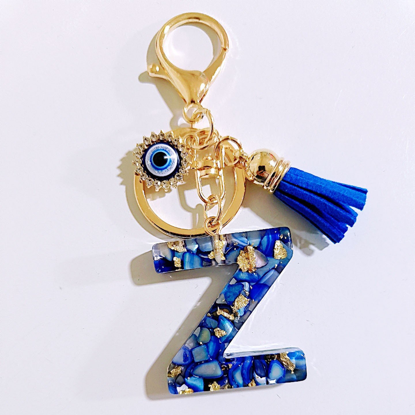 Initial Letter Keychain, Evil Eye Keychain Cute Resin, Initial Keychain Backpack Charms, Key chain for Women, Girls - Image 2