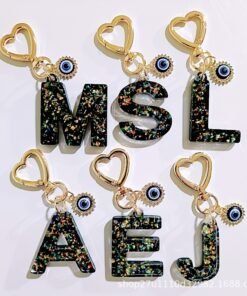 Initial Letter Keychain, heart type Keychain Cute Resin, Initial Keychain Backpack Charms, Key chain for Women, Girls