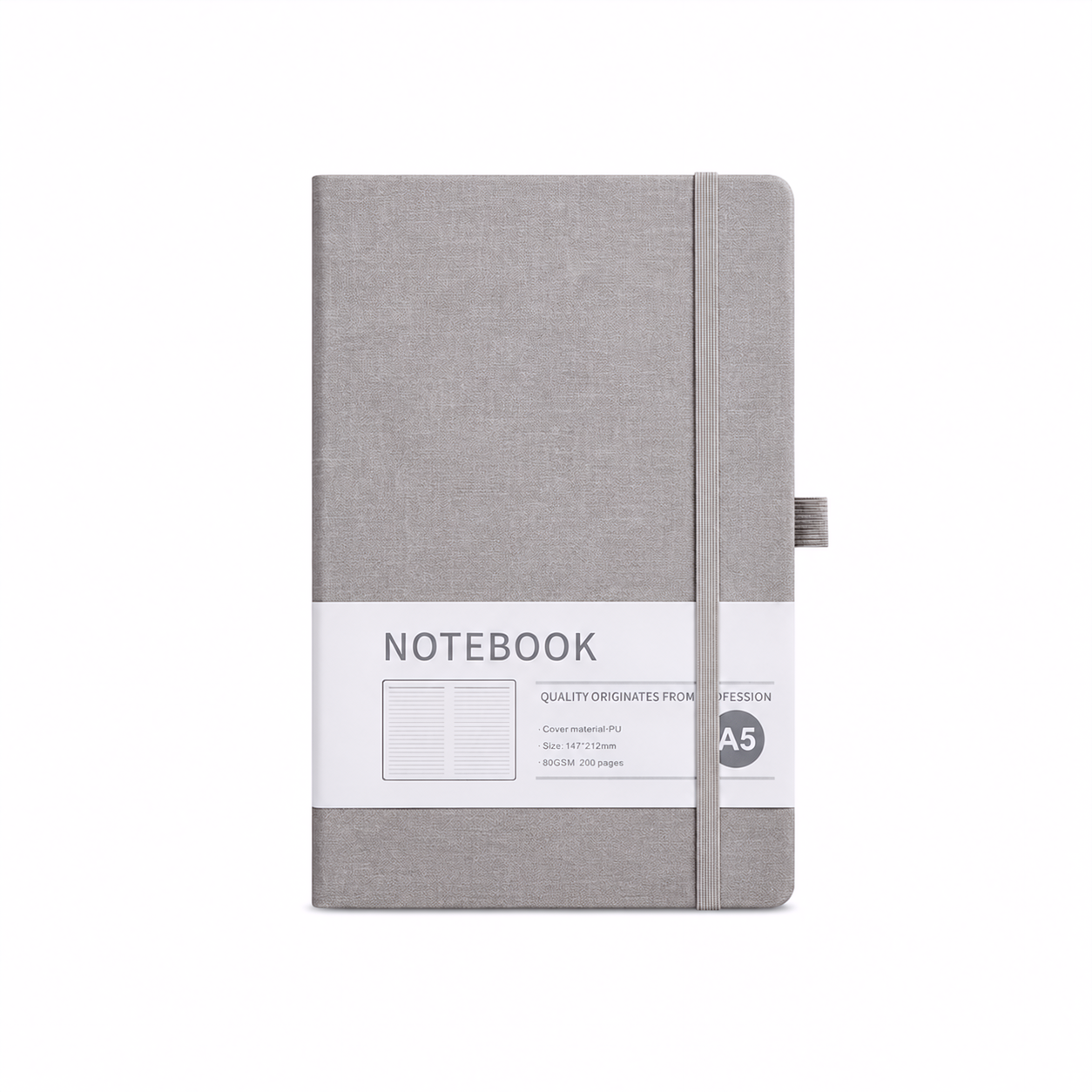 Custom PU Leather Hardcover Notebook – College Ruled Journal with Elastic Band - Image 4