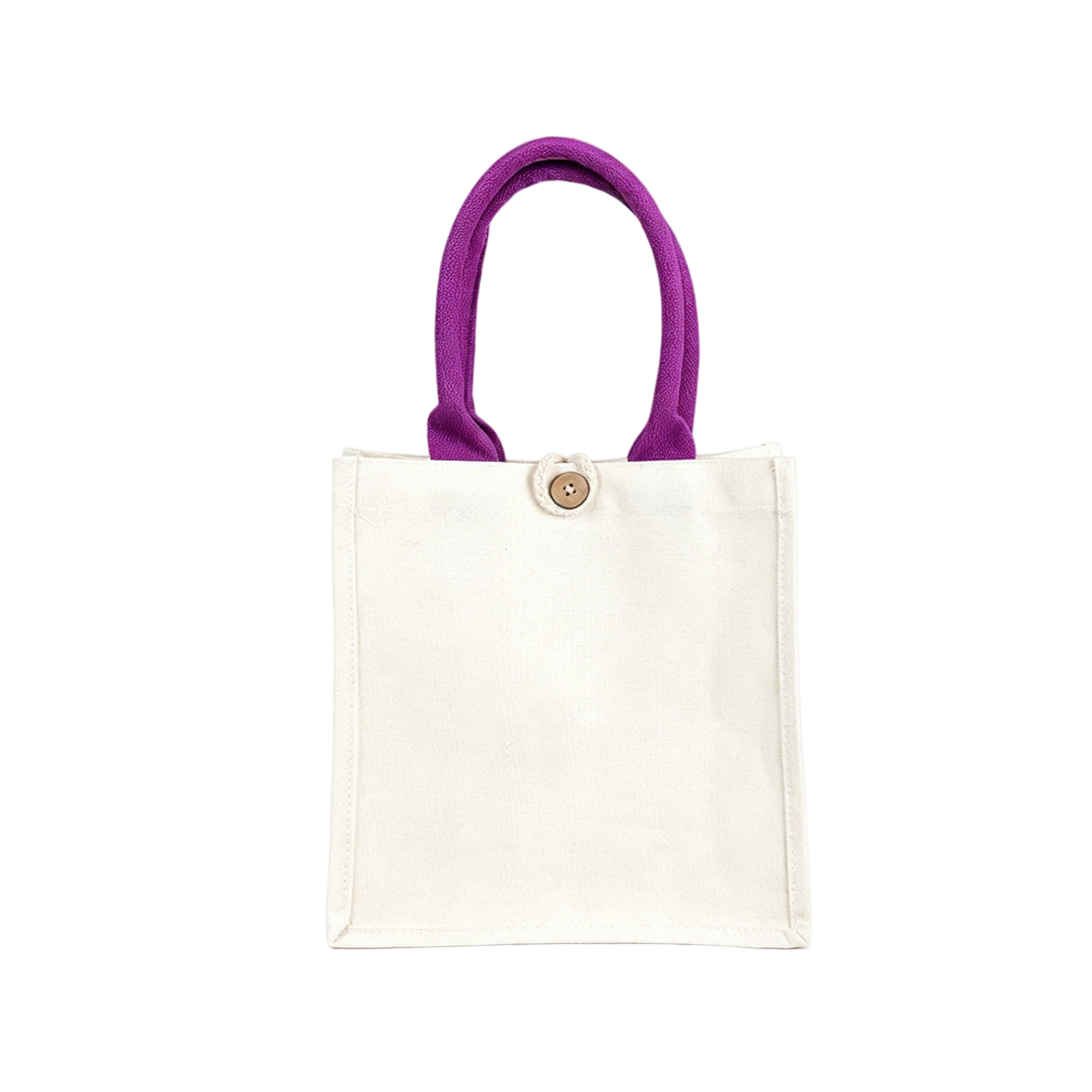 Customizable Canvas Tote Bag with Wooden Button Closure, Blank Reusable Grocery Bag with Black Handles, Perfect for DIY, Events , Personalized Gifts - Image 4