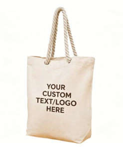 Alternative view of Blank Natural Cotton Canvas Tote Bag with Thick Rope Handles, Reusable Plain Open Top Shopping Bag for DIY Custom Logo Printing, Grocery, Beach & Daily Use