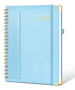 Alternative view of Spiral Notebook with Removable Ruler Bookmark, Hardcover PU Leather College Ruled Journal,  Large Writing Notebook with Elastic Band & Metal Corner Protectors for Office School Note Taking,A5