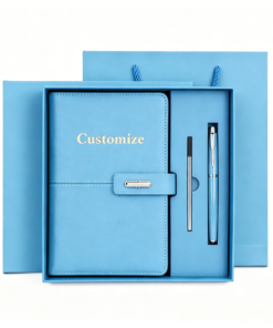 Custom Premium PU Leather Notebook Gift Set – A5 Lined Journal, Metal Pen, Luxury Gift Box & Gift Bag