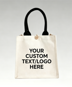 Alternative view of Customizable Canvas Tote Bag with Wooden Button Closure, Blank Reusable Grocery Bag with Black Handles, Perfect for DIY, Events , Personalized Gifts