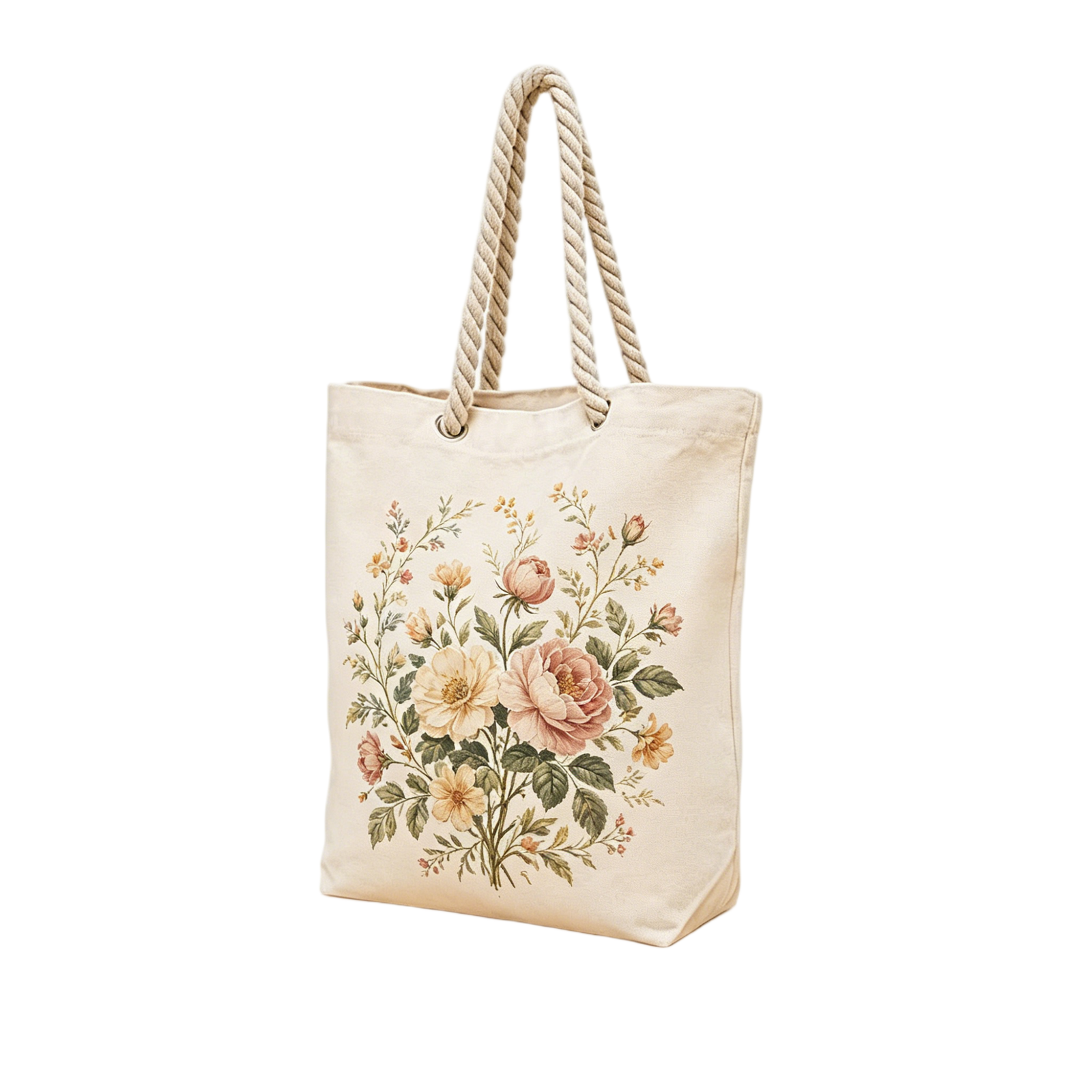 Blank Natural Cotton Canvas Tote Bag with Thick Rope Handles, Reusable Plain Open Top Shopping Bag for DIY Custom Logo Printing, Grocery, Beach & Daily Use - Image 3