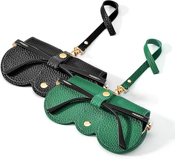 Soft Leather Sunglass Bag, Holder Eyeglasses Case, Portable Glasses Pouch With Button Clip Wrist Strap - Image 8